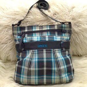 Dakine Turquoise/Gray Plaid Canvas Crossbody Bag